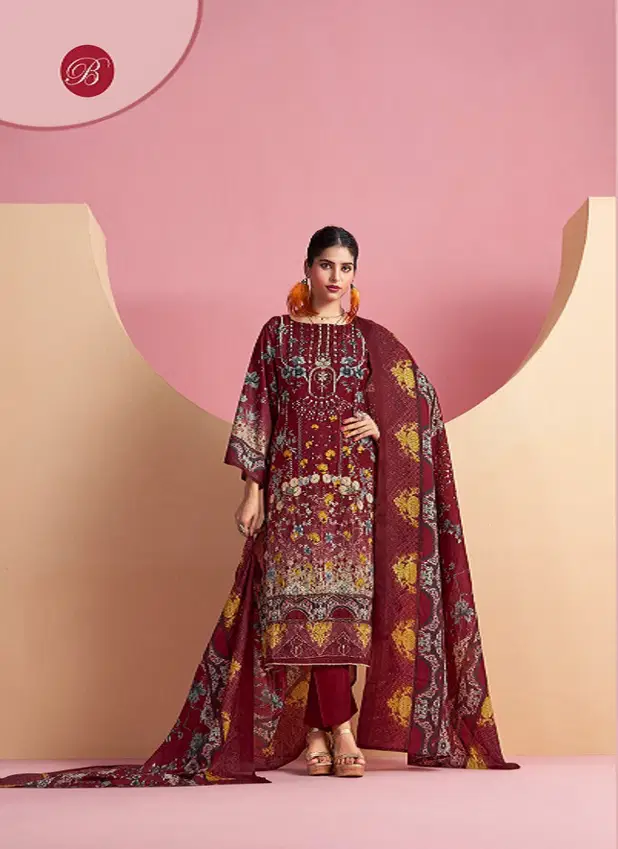 Belliza Ruksana Cotton Printed With Handwork Dress Material Collection